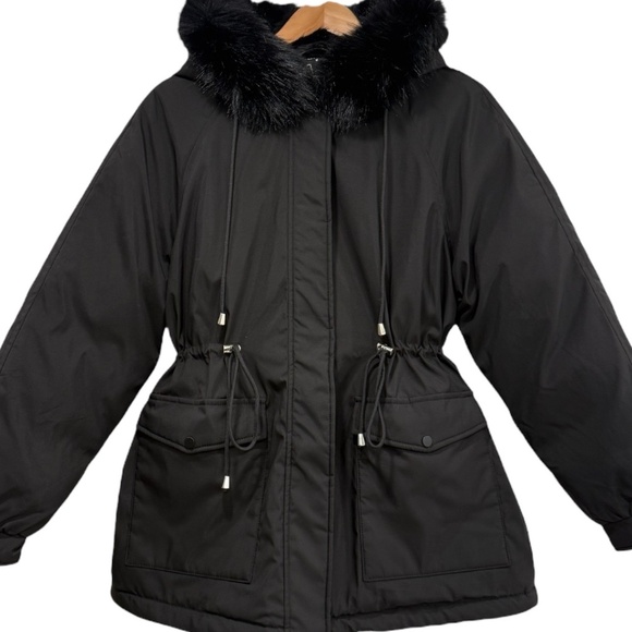 Puffit Faux Fur Mid-Length Hooded Drawstring Parka. NWT - Picture 1 of 12